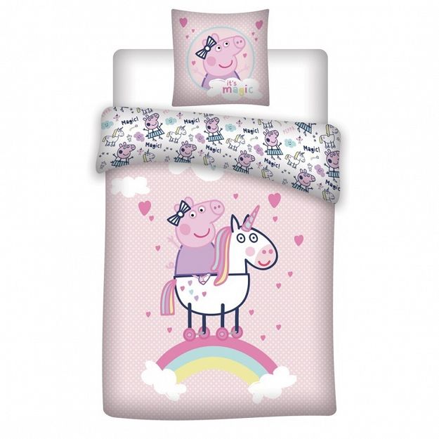DUVET COVER PEPPA PIG 140X200CM+65X65CM COTON