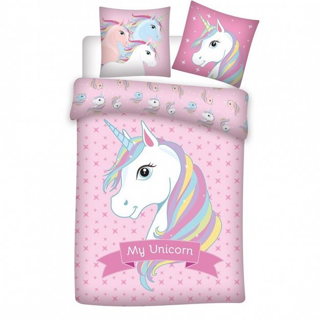 DUVET COVER UNICORN 140X200+63X63CM MICROFIBER