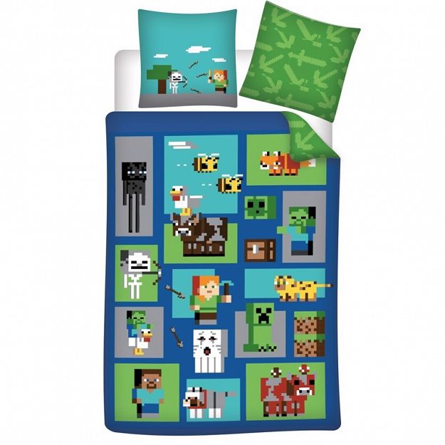 DUVET COVER MINECRAFT 140X200+65X65CM 100% COTON